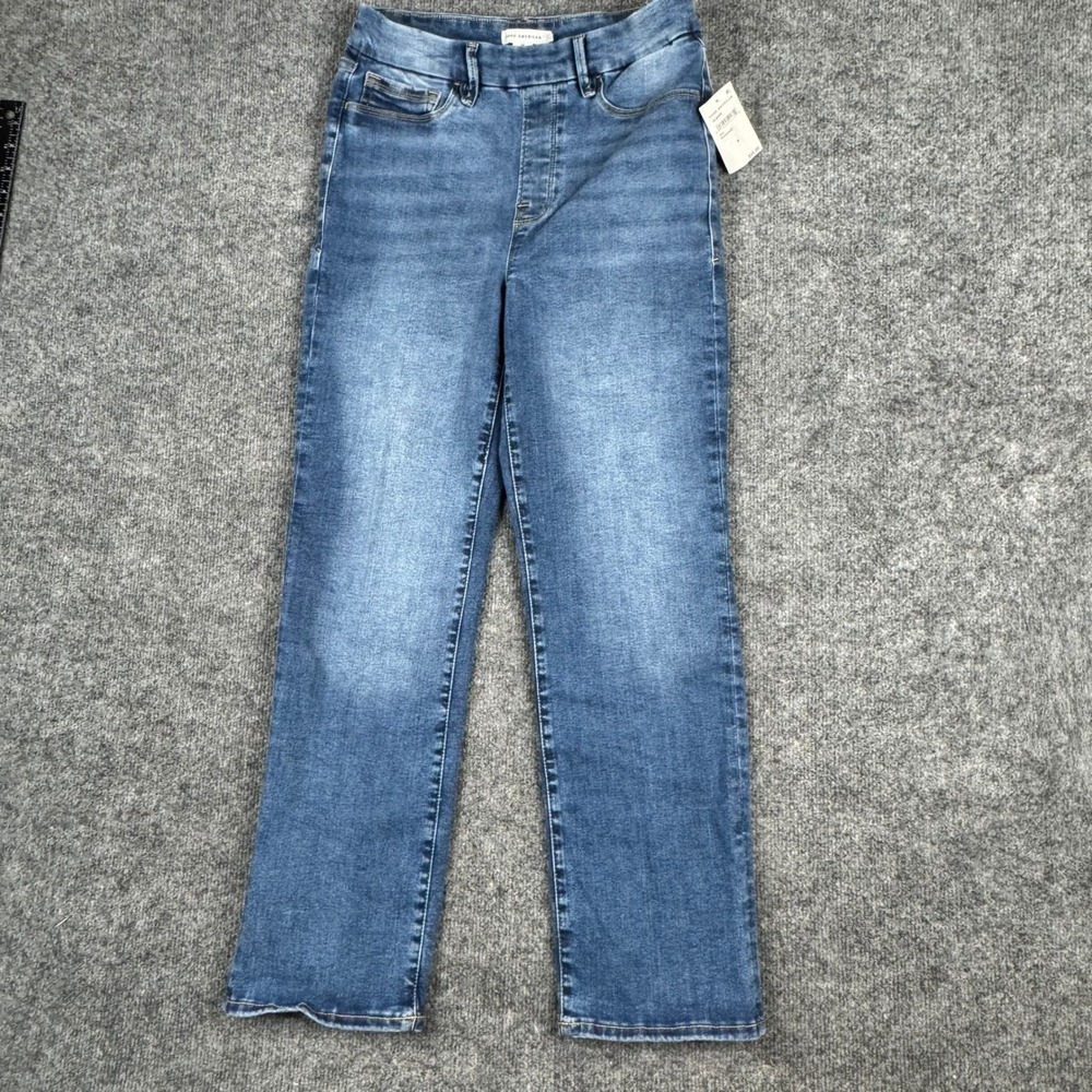 Good American Jeans Womens Size M Indigo Pull On Straight High Rise Denim NEW